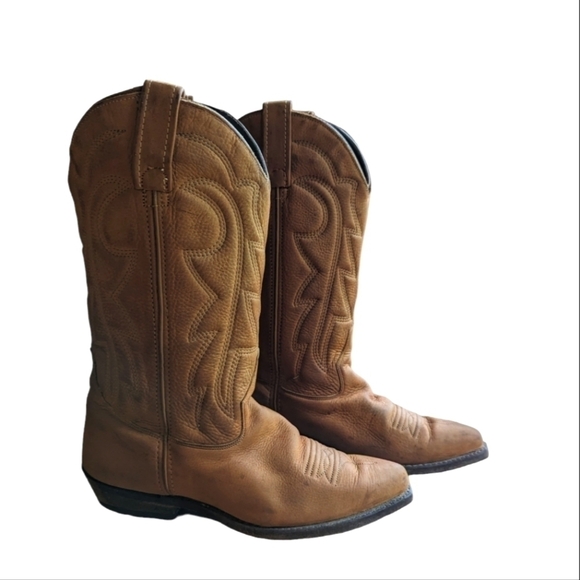 Vittorio Ricci brown cowboy boots sz 7.5 - Picture 1 of 9